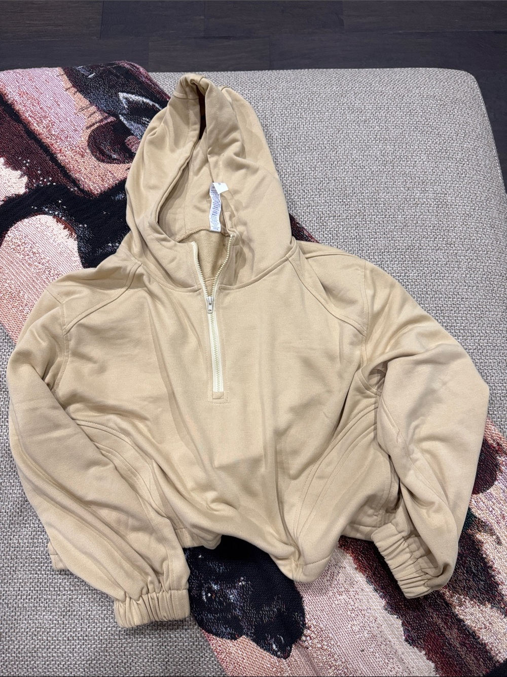 lululemon athletica Beige Half-Zip Hoodie Sweater